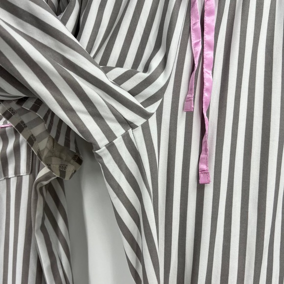 PJ Couture White Gray Striped Pink Lace Short Sleeve Set Light Women's XL READ - Picture 7 of 10